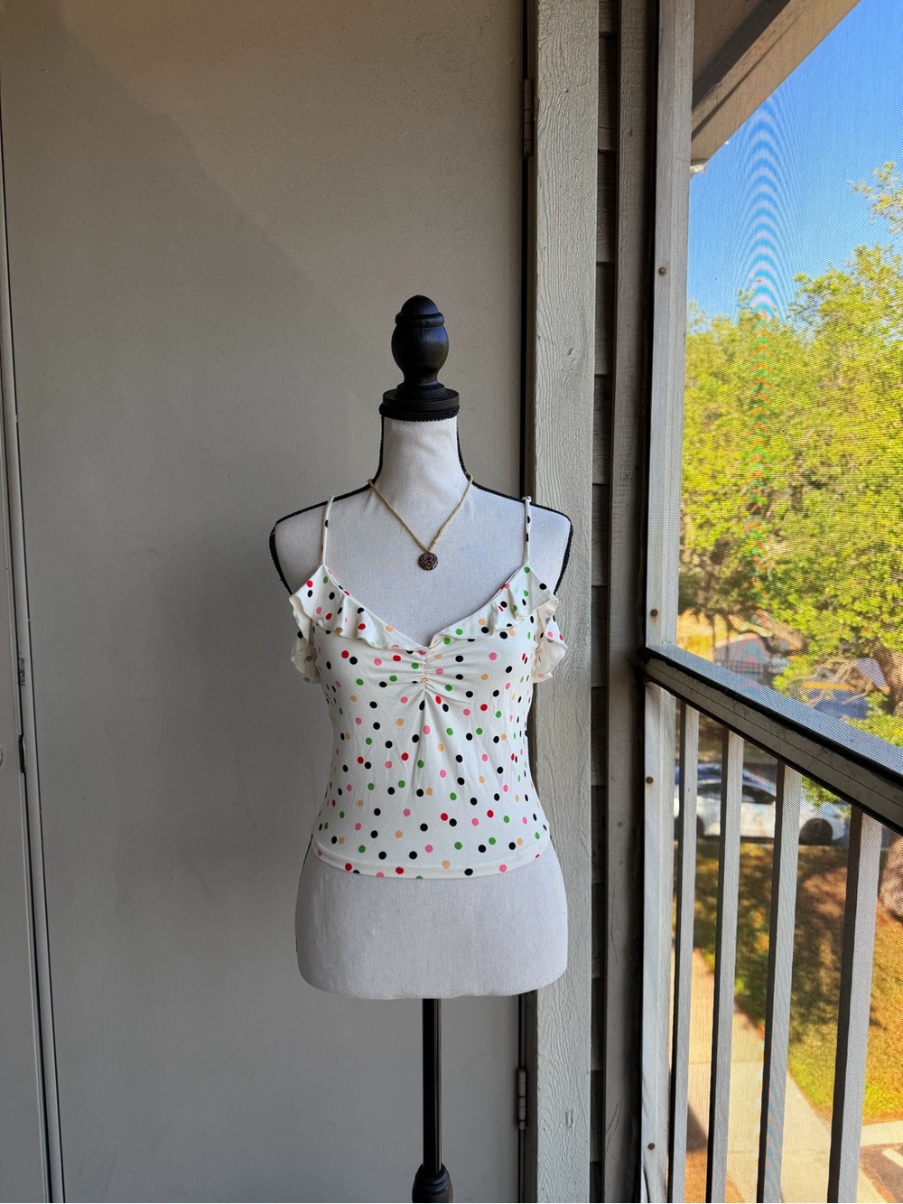 Two Y2K Forever 21 Women’s Polka Dot Ruffle Tank Tops